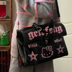 Kawaii Sanrio Hello Kitty borsa portatile Mini borsa da sella borsa a tracolla borsa a tracolla ad alta capacità regalo per ragazze dei cartoni animati della dopamina