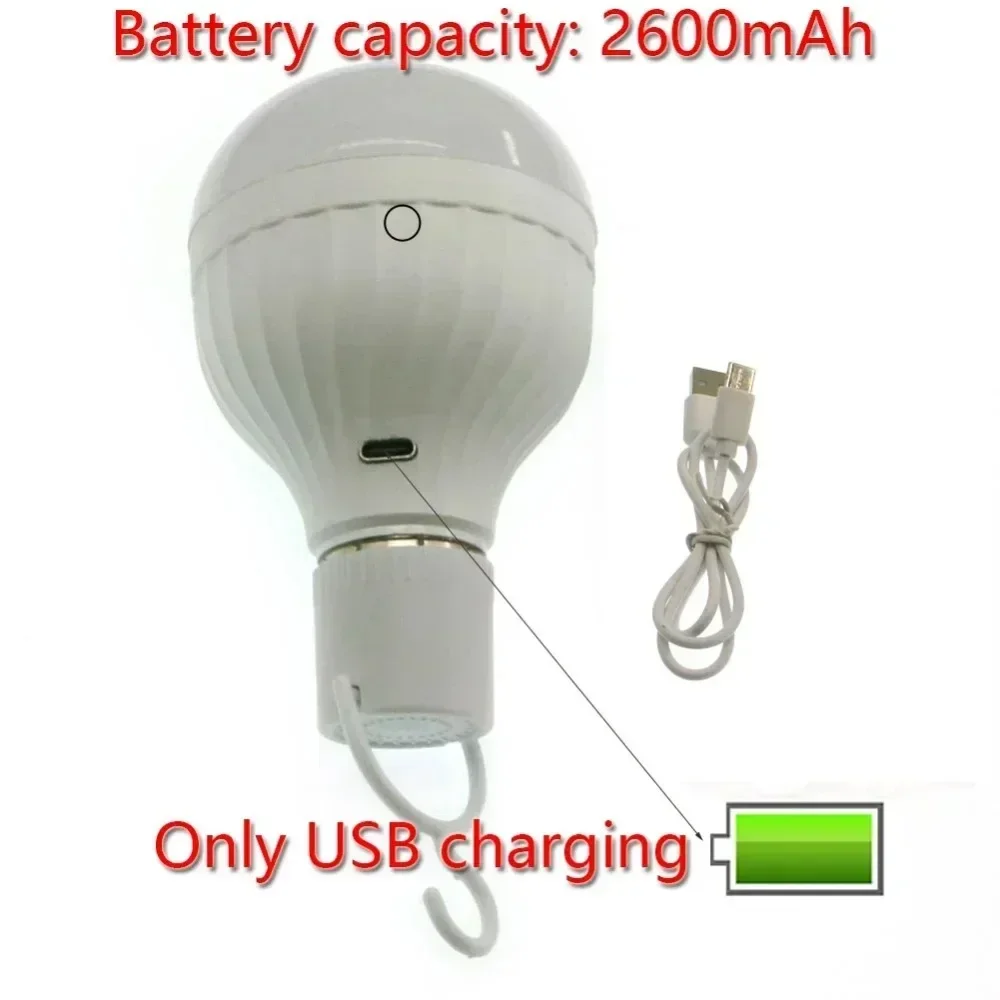 E27 LED Light Bulb USB C Rechargeable Emergency Lamp Remote Control 3 Lighting Modes For Home Power Outage And Outdoor Camping