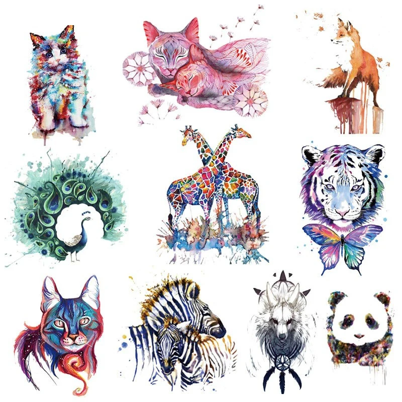 Iron on Cute Animals Patches on Clothes Brand Cool Tiger Cat Thermal Stickers for Clothing Jeans Jacket Heat Transfer