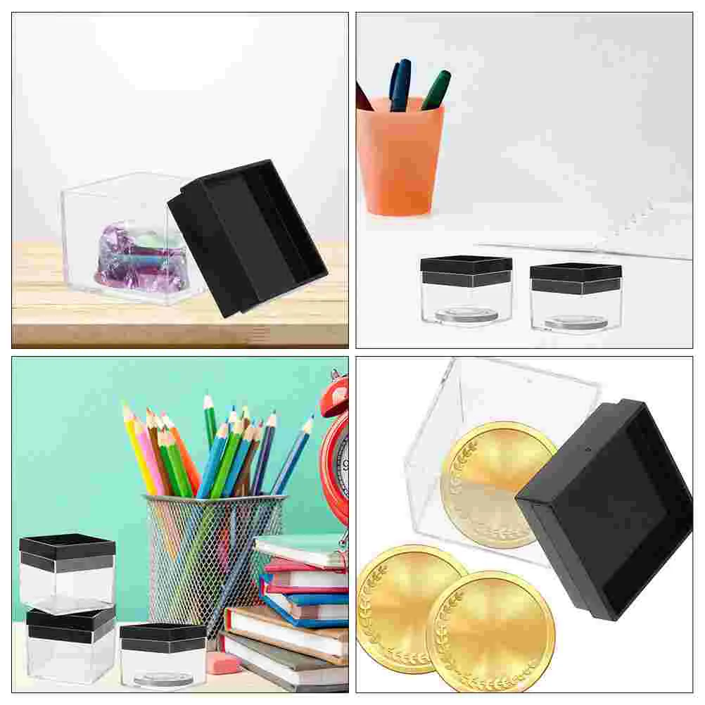 15 Pcs Mineral Standard Box Clear Display Cases Specimen Storage Container Sample Transparent Showcase Square