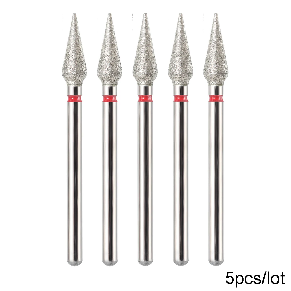 5PCS Diamond Nail Drill Bit Set of Milling Cutters for Manicure Diamond Bit Cuticle Remove Nail Bits for Electric Drill Machine