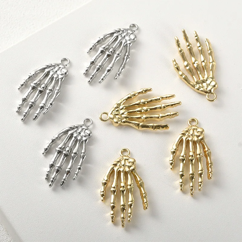 14k Gold Color Preserved Gothic Vintage Skull Palm Ghost Claw Necklace Bracelet Pendant DIY Jewelry Accessories