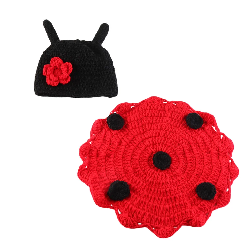 

1 set Ladybug Cloak For Newborn Baby Photography Prop Soft Crochet Hat For Infant Boy Girl Photo Shoot, Baby Shower Gift, Hair