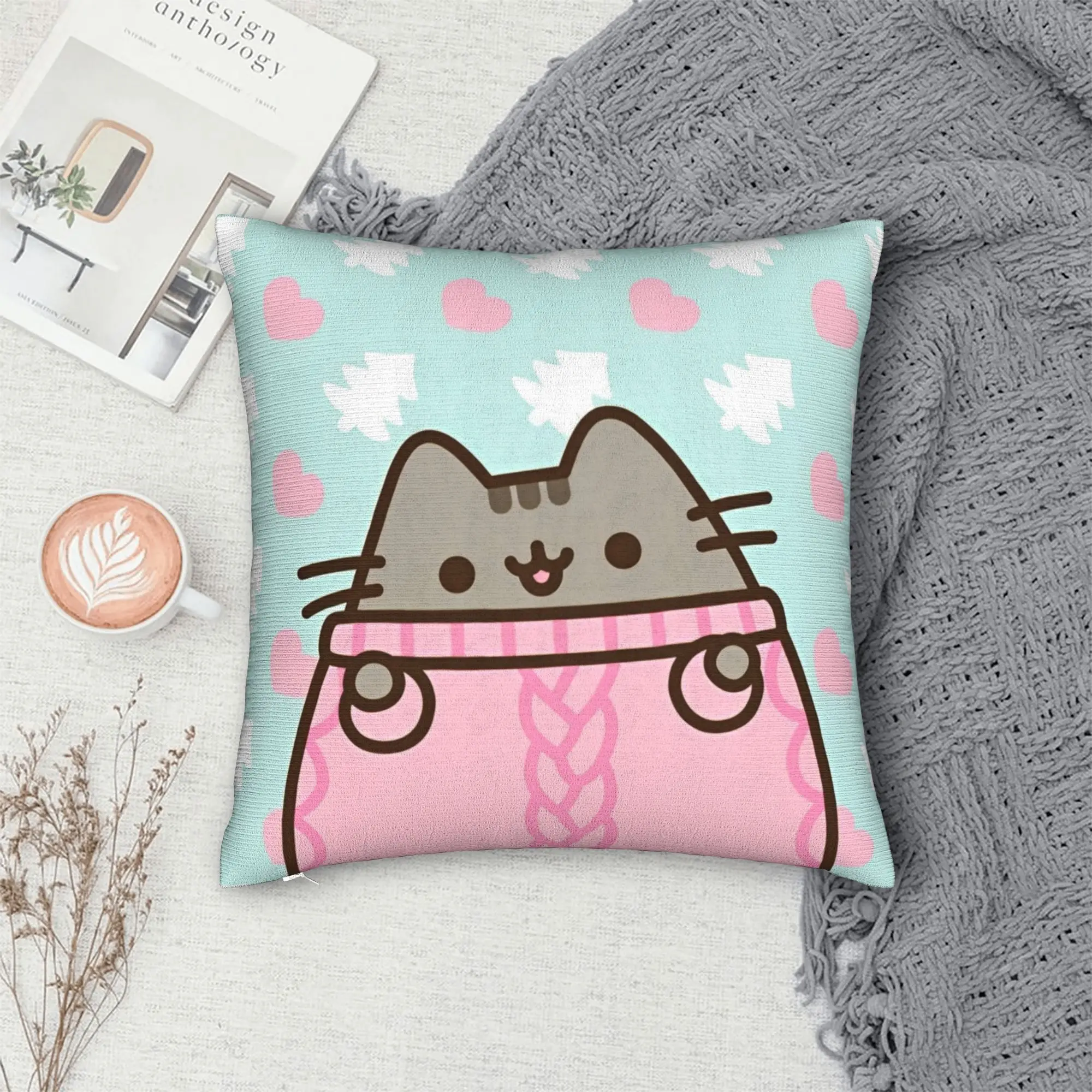 Cute Cartoon Cat Square Pillow Cases P-Pusheencats Cushion Cover Vintage Zipper Decor Pillowcase for Home 40x40cm view 5
