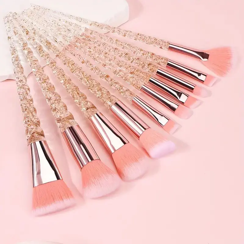 Luxury 10pc Crystal Unicorn Makeup Brush Set - Versatile, Travel-Friendly, for All Skin, Perfect for Beginners to Pros