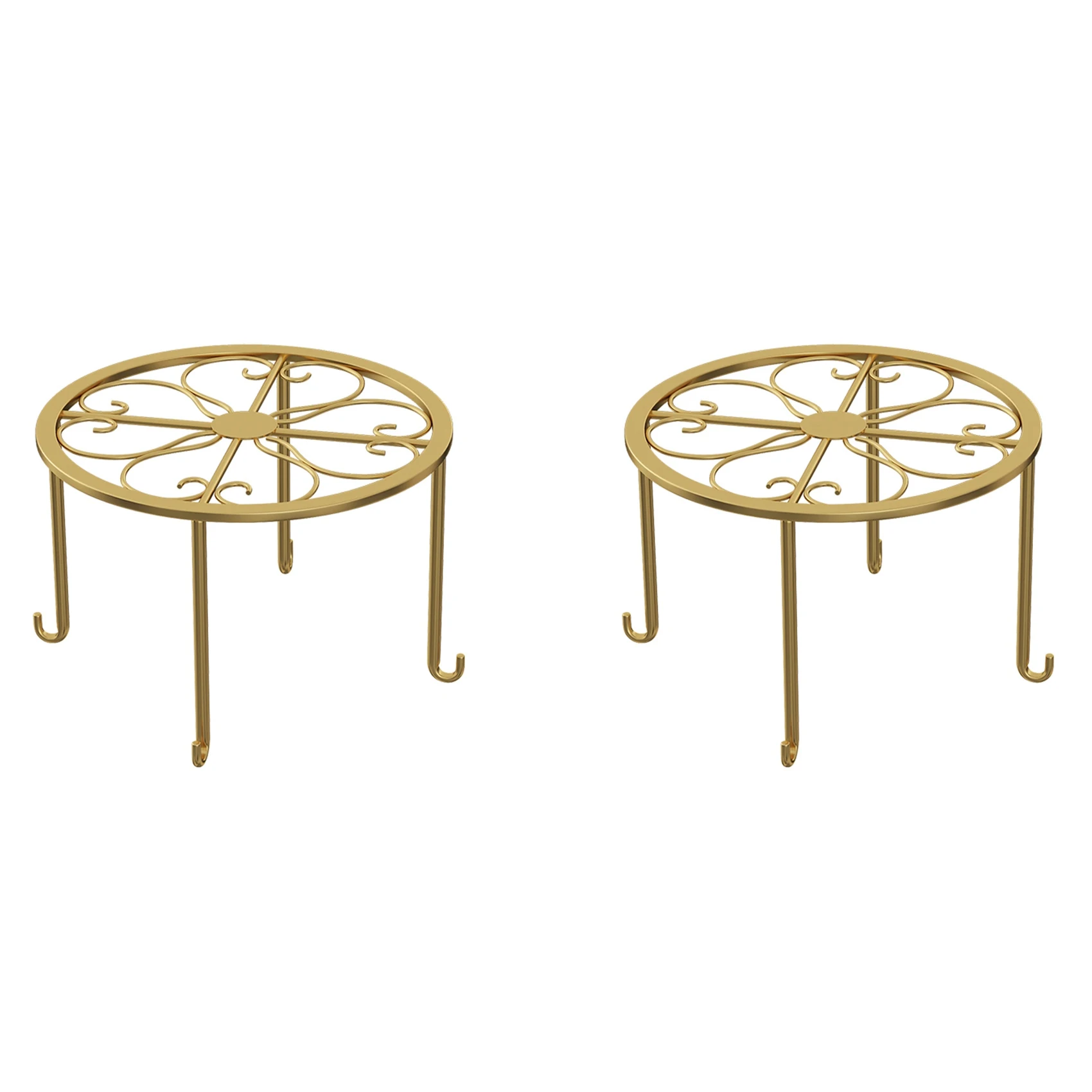 2X الطابق الحديد وعاء النبات حامل زهرة حامل الرف رفوف الحديقة حديقة النبات شرفة رف مستدير ديكور المنزل-ABQU #4