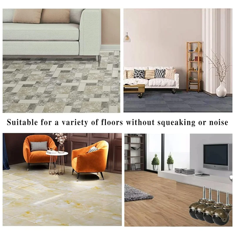 AB66-4Pack 2 Polegada rodízios de bola haste rodízio roda para móveis, sofá, cadeira de madeira, armário