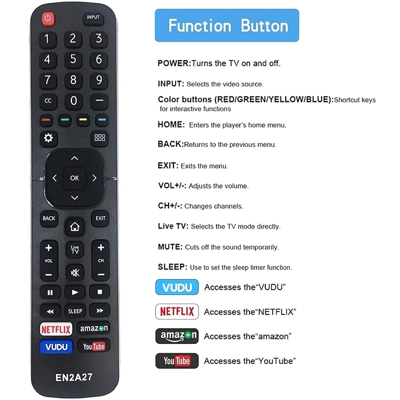 1 Piece For Hisense TV Replacement Universal Infrared Remote Control Compatible With All High-definition Android Smart TVs