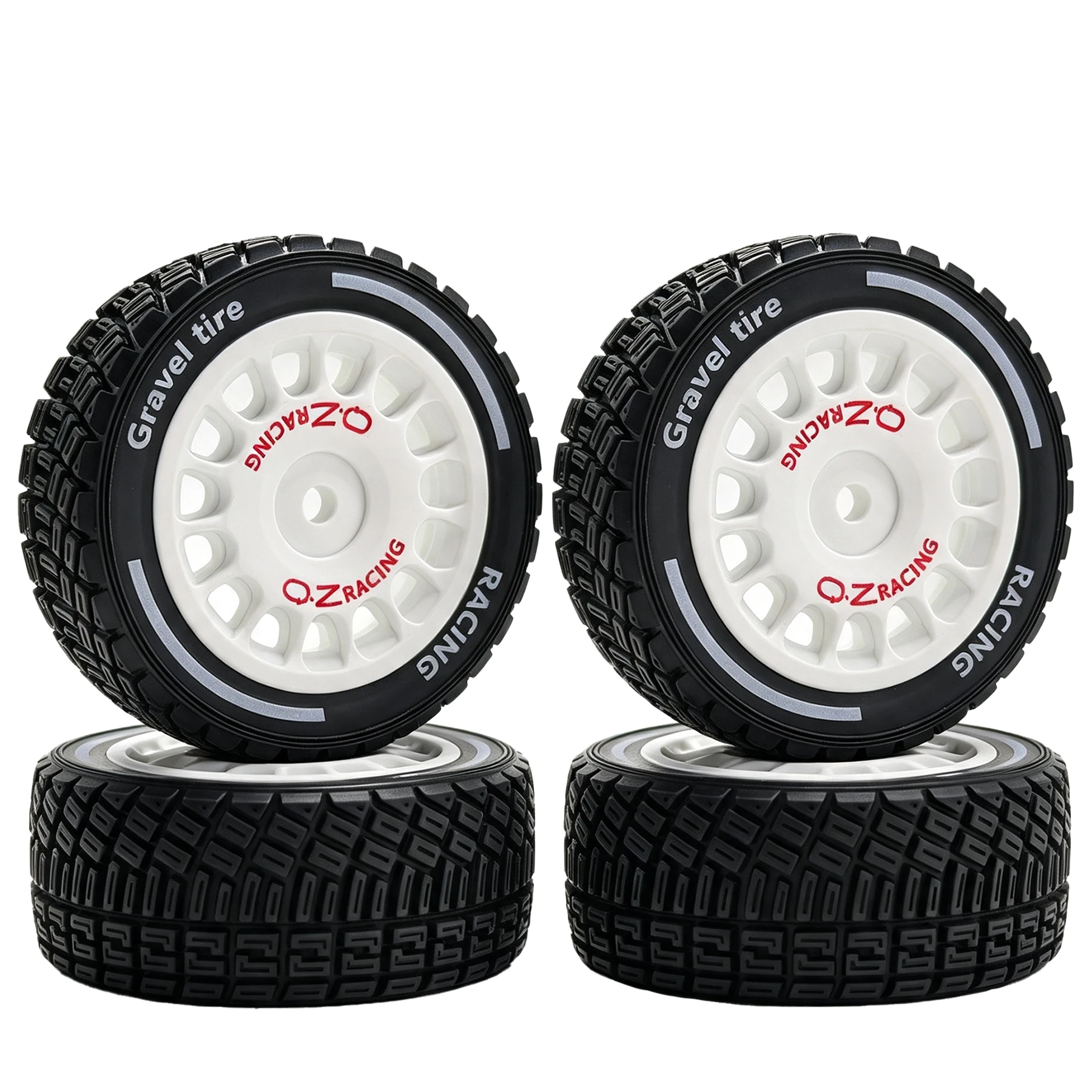 High‑Grip Durable Rubber 4PCS RC Rally Tire Wheel Set 12mm Hex Hub for 1/14 MJX 14301 14302 14303 14304 Tamiya On‑Road RC Car