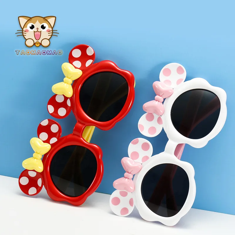 

Red Bow Mouse Cartoon Fashion Square Kids Sunglasses Boy Girl Polarized Goggles Baby Travel Glasses 8 Colors Optional UV400