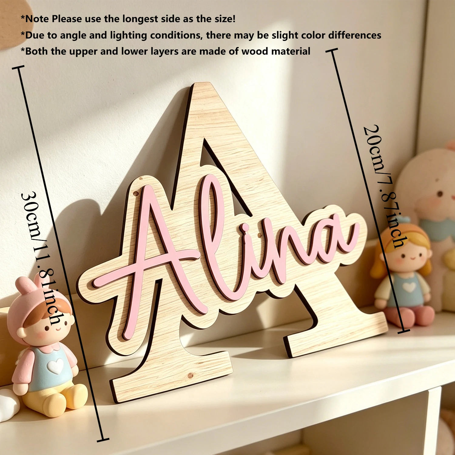 1pc Customizable Wooden Letter Door Sign,Customizable Content, Personalized Children's Room Decoration, Baby Name Identification view 5