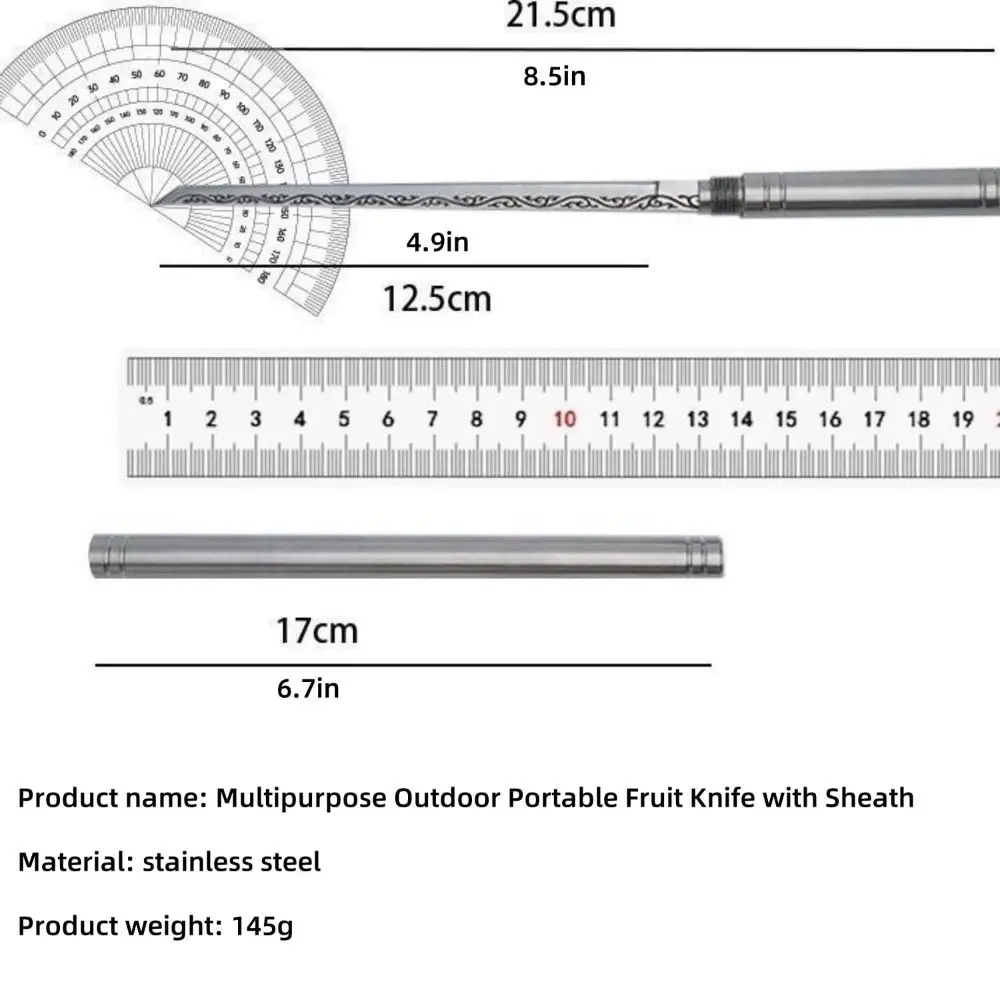 Multipurpose Portable Fruit Cutting Tool With Sheath Stainless Steel Mini Stick Fruit Cutting Peeler Fruits Multifunction