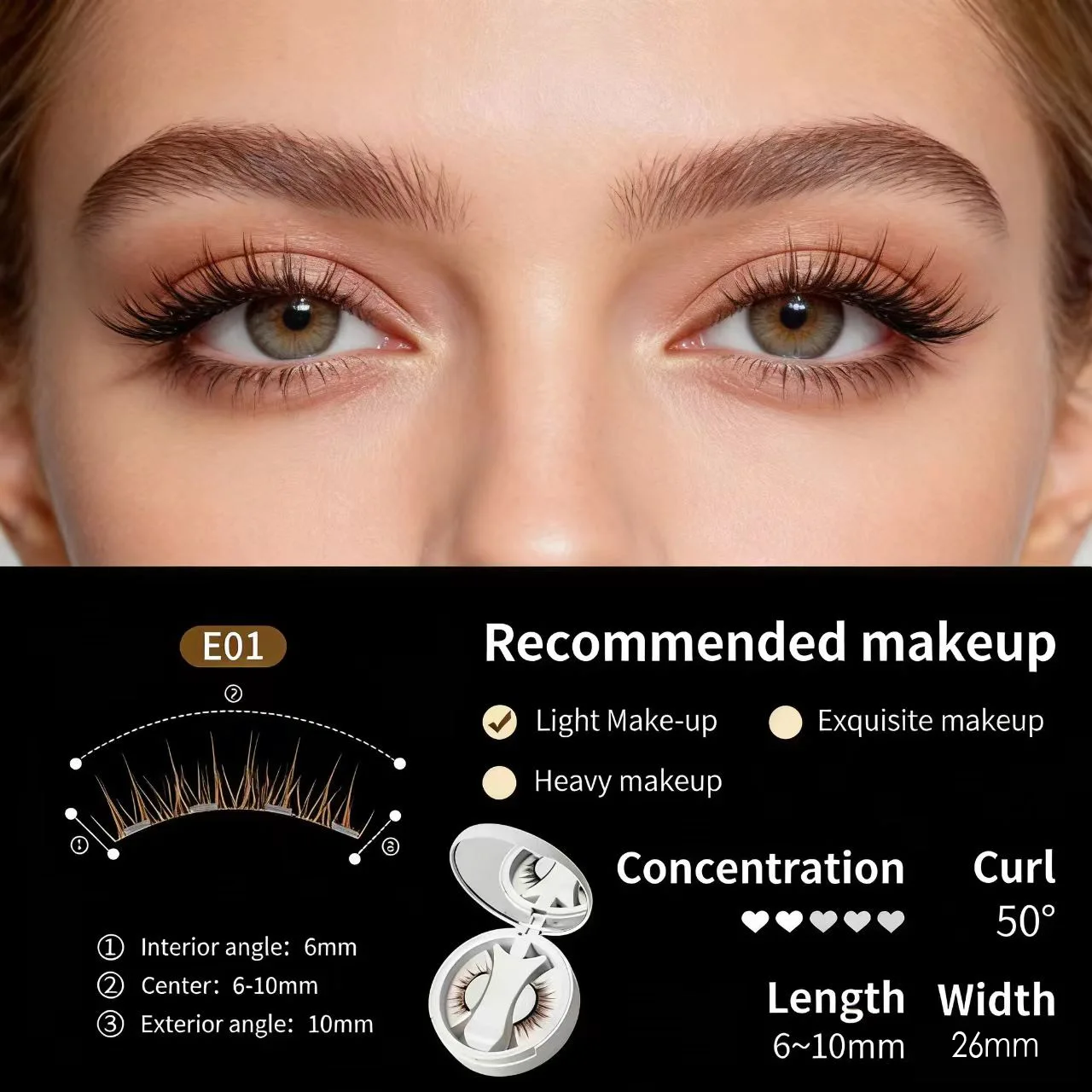Natural Brown Magnetic Lashes Kit No Glue Needed Fluffy Reusable Professional 3D Magnetic False Eyelashes Extension Make Up