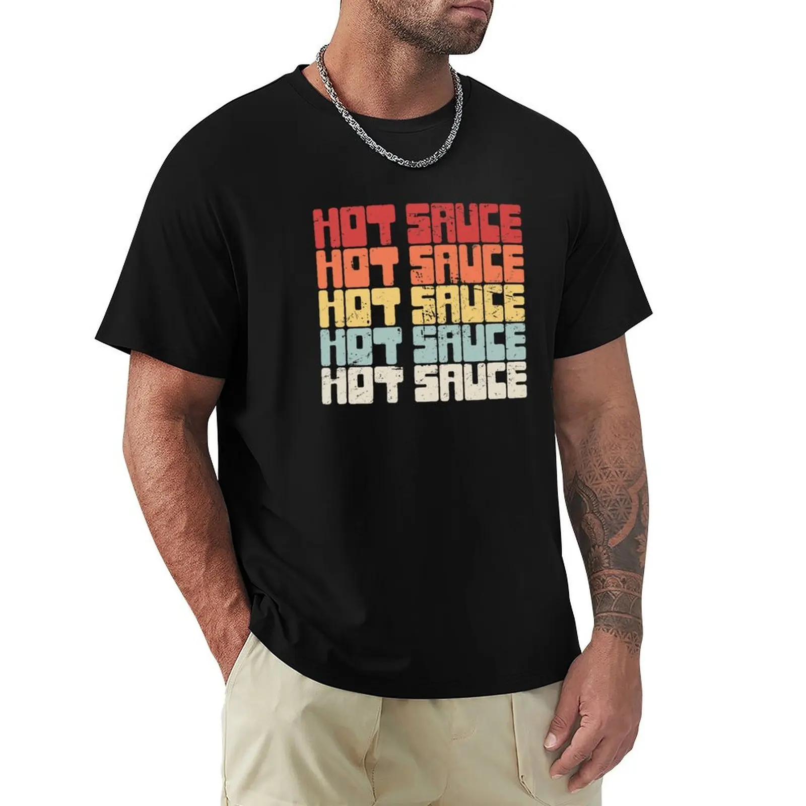 

Hot Sauce / Chili Pepper Sauce - Retro T-Shirt boys whites clothes sublime Men's cotton t-shirt