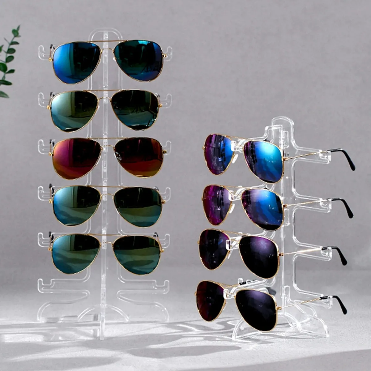 4-grid+5-grid Transparent Multi-layer Eyeglass Frame, Sunglasses Display Rack, Desktop Storage Rack, Storage Rack
