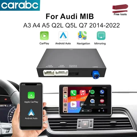 CARABC Wireless CarPlay Android Auto Per Audi A3 A4 A5 Q2L Q5L Q7 2014-2018 MIB MMI 3G GPS Mirror Link AirPlay