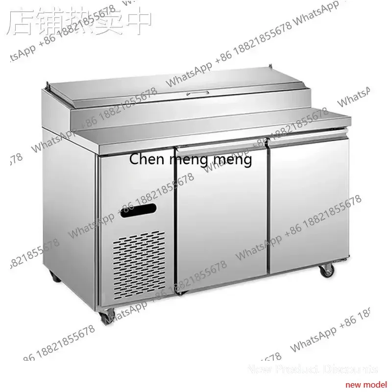 

Холодильный рабочий стол для салатов, коммерческий холодильник для пиццы, консоль из утолщенной нержавеющей стали с перфорацией