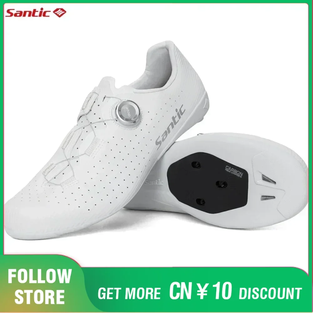 Santic Carbon Fiber Cycling Shoes Outdoor Wear Resistant Road Riding Sneakers Unisex Men Women Adjustable Pro Racing Bicyle Shoe