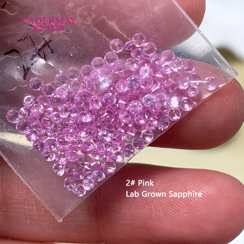 Cadermay 2# Pink Lab Grown Sapphire Small Size 0.8mm-3mm Round Synthetic Sapphire Melees With Inclusions For Jewelry Making