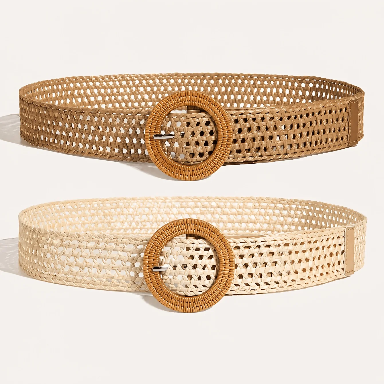 1Pcs Women Bohemian Braided Belt Round Buckle Waist Belt Dress Accessory