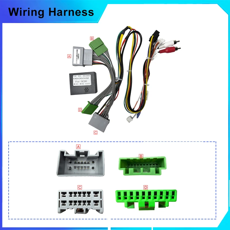Radio Wiring Harness CAN Bus 16 Pin Plug Connector Audio RCA Input Car Android Cable Adapter for Volvo XC90 S90 V90 2009-2013