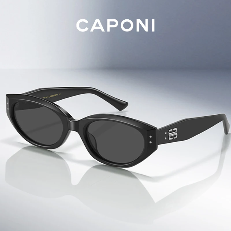 

CAPONI New Cat Eye Sunglasses For Women Fashion Design Ladies Sun Glasses High Quality Acetate Frame Nylon Lens Eyewear CP23007