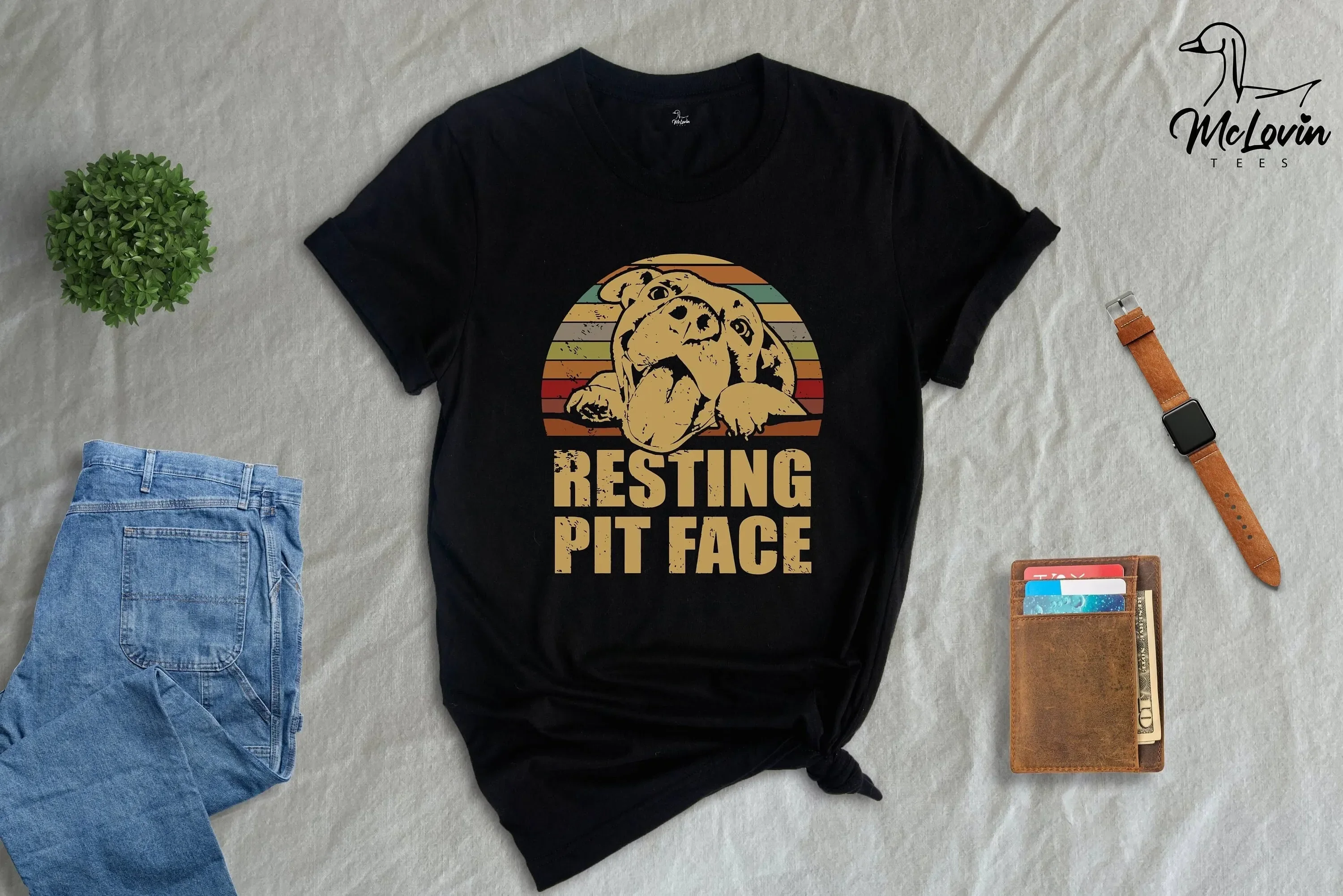 Resting Pit Face T Shirt Pitbull Mom American Lover Cute Animal Dog