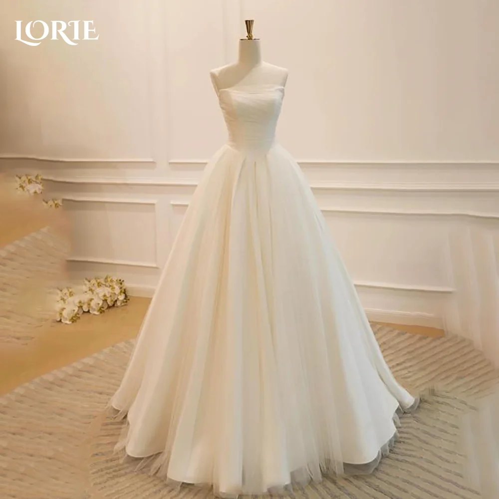 

LORIE Vintage Crepe Wedding Dresses Off Shoulder A-line Bridal Gown Elegant Ball Satin Pleats Princess Bride Dress Customized