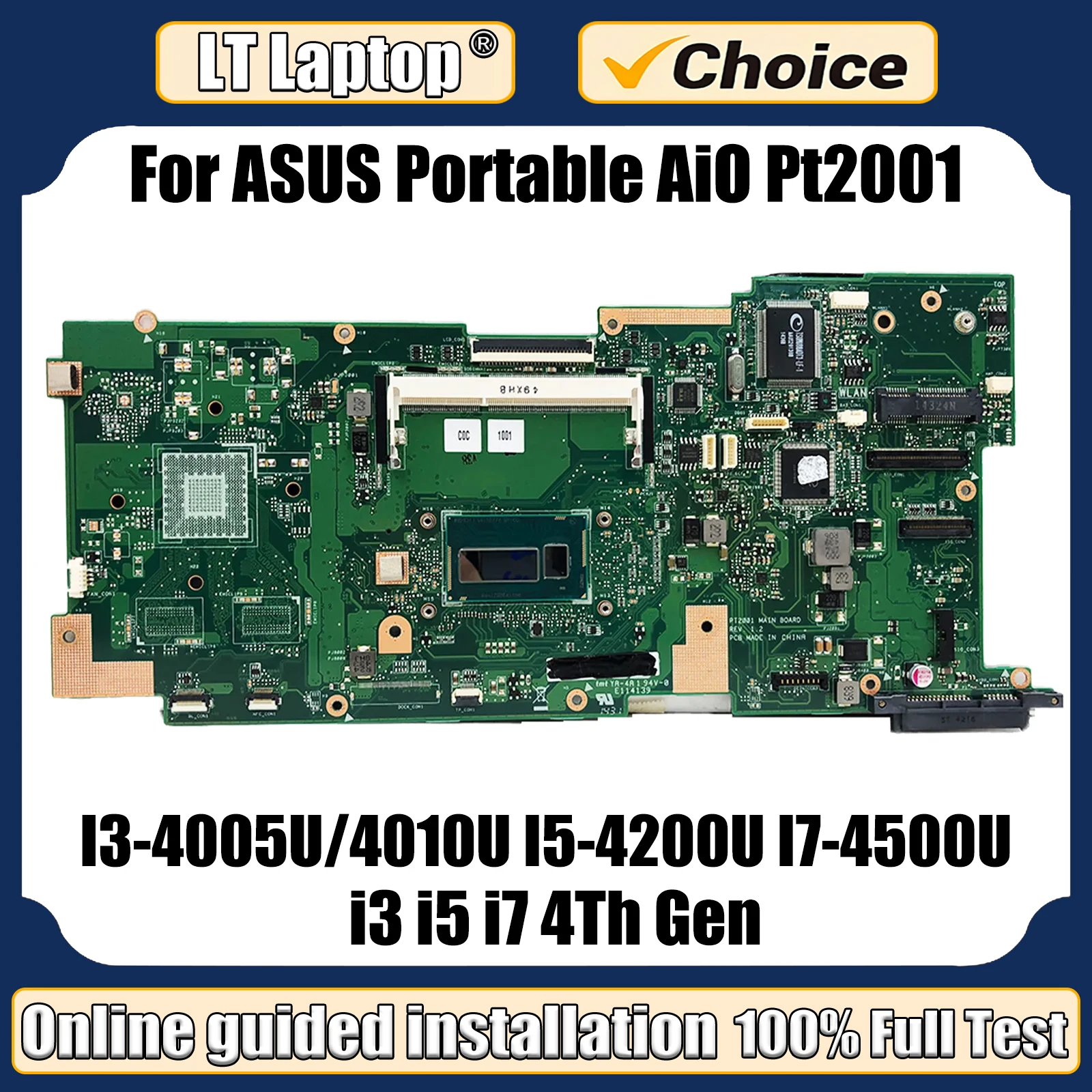 

LT Laptop Motherboard for ASUS Portable AiO Pt2001 Laptop Mainboard with I3 I5 I7 4Th Gen CPU Uma Test OK