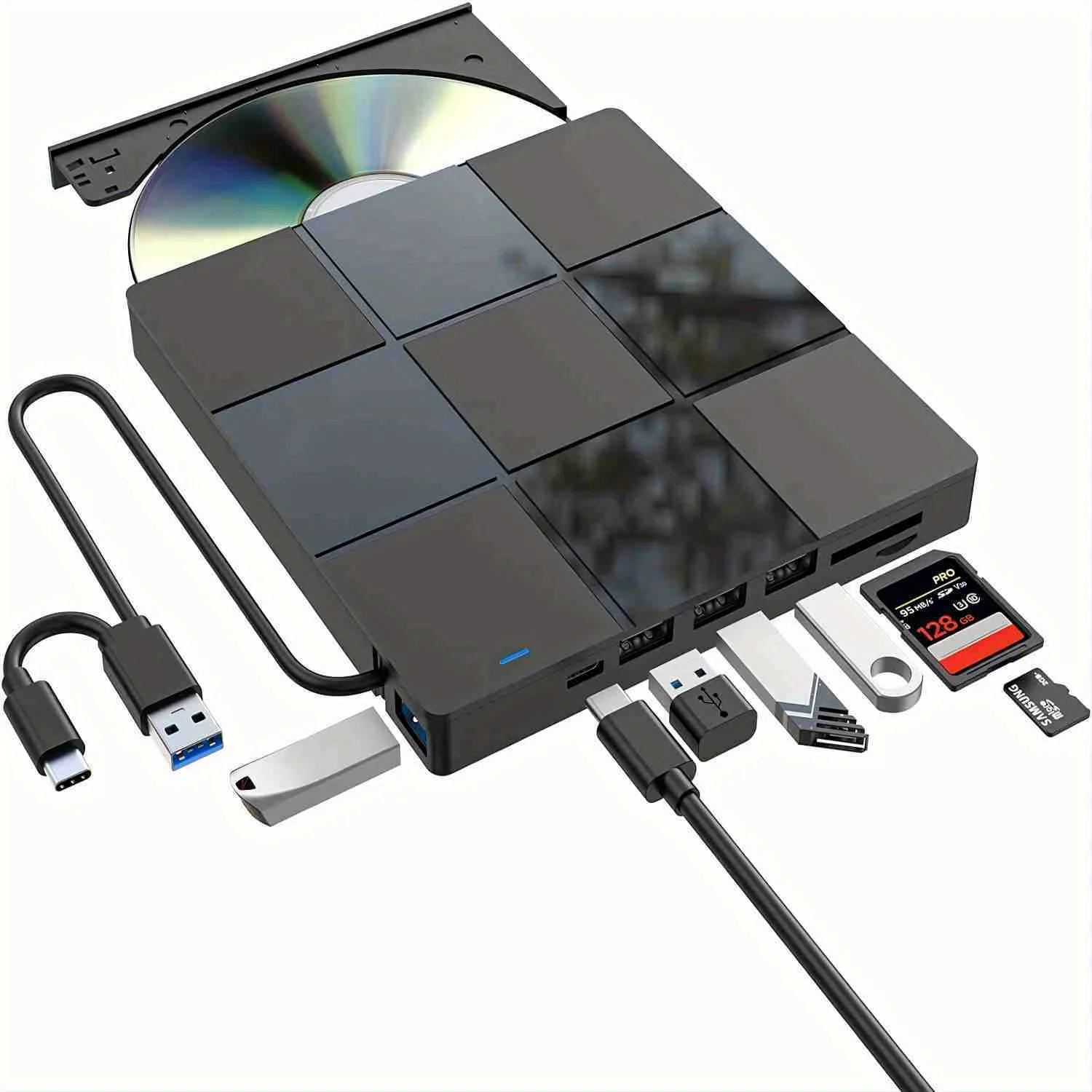 External DVD Drive,USB 3.0 Recorder Plug and Play,Optical DVD CD ROM Drive for Laptop, Compatible with Windows 11/10 Mac OS