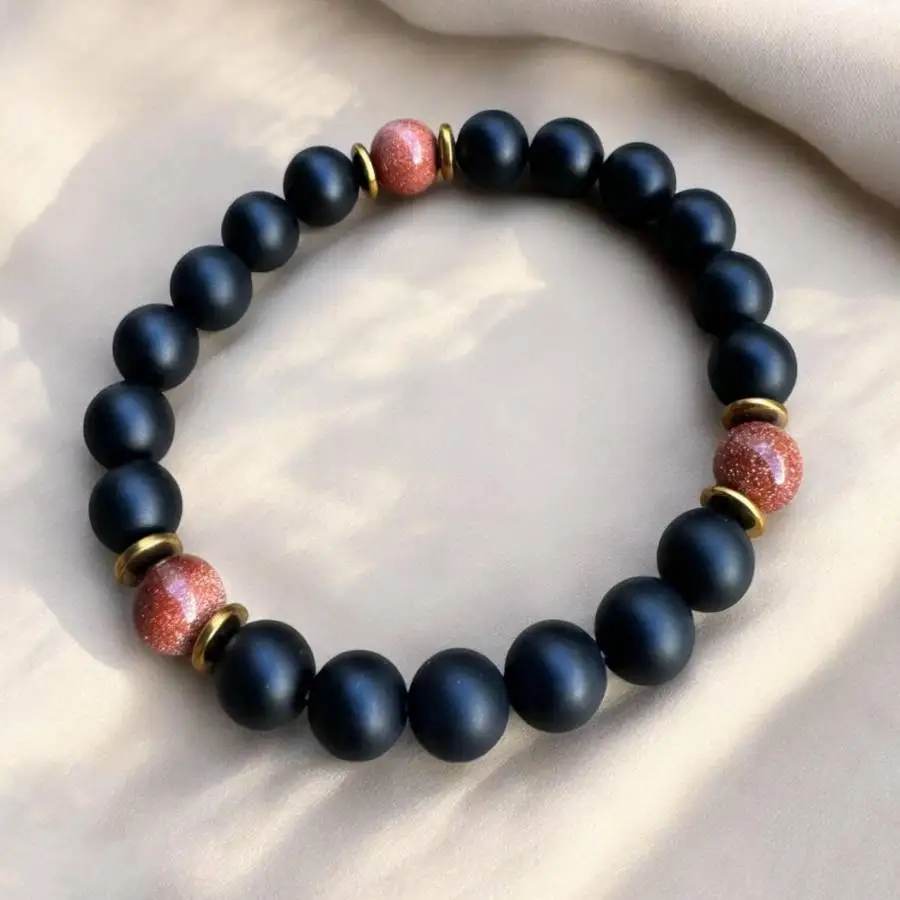 

Handmade natural stone bead bracelet,men's cuff button bracelet,Ramadan prayer bead,women's meditation,holiday gift,daily wear