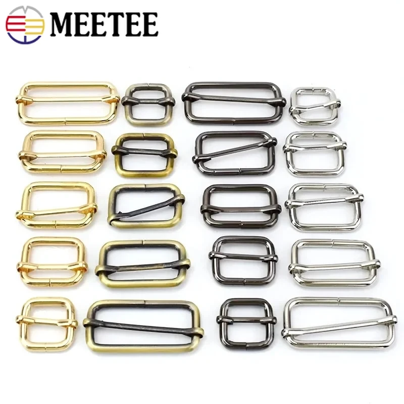 100Pcs Meetee 13-50mm Metal Tri-Glide Buckles Bag Strap Adjust Buckle Clothes Belt Rings Webbing Clasp DIY Leather Accessories