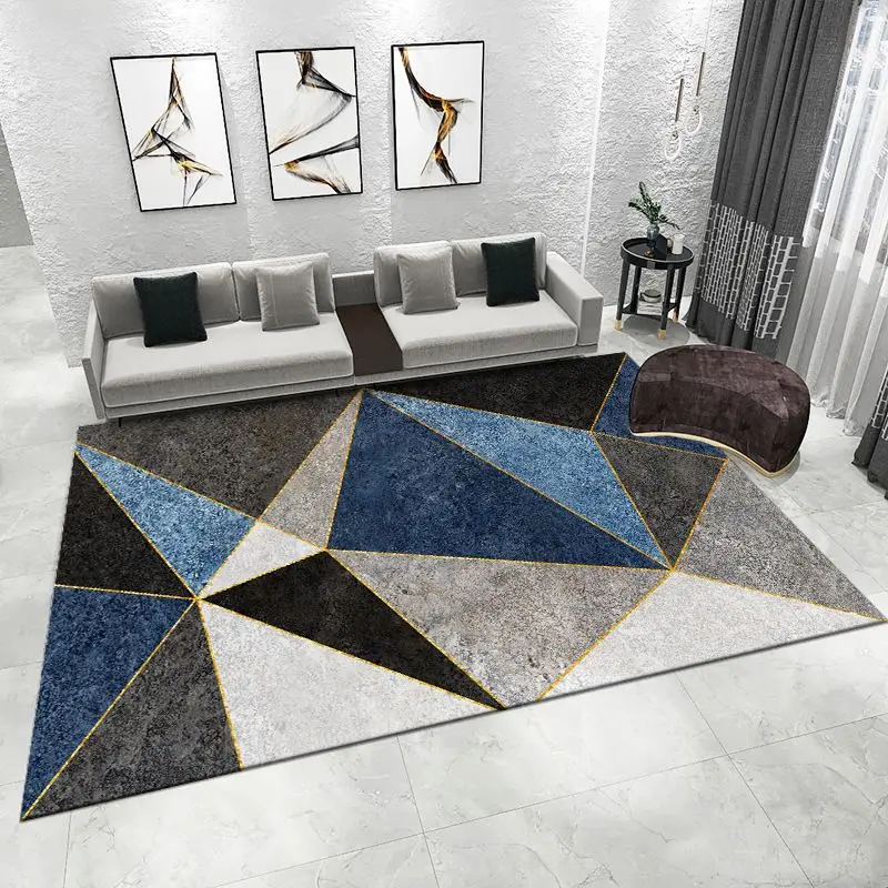 

VIKAMA Modern abstract Living room crystal velvet decorative carpet Simple geometric bedroom sofa coffee table non-slip carpet