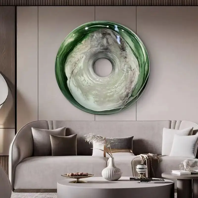 

Nordic simple style round convex mirror wall ornament, light luxury high-quality colored smooth resin hanging decoration YX153JT