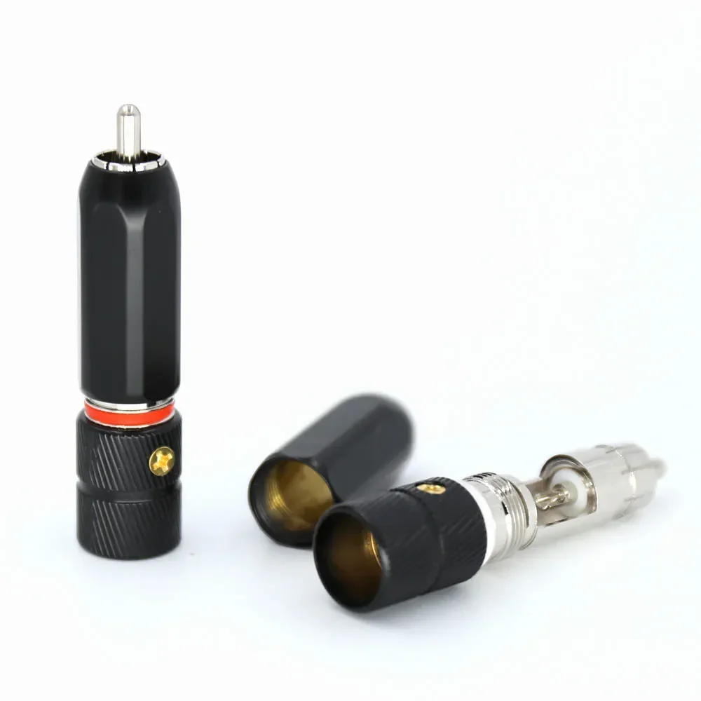 로듐 도금 RCA 플러그, 포노 구리 커넥터, HiFi, 4 배 잠금, 9mm 케이블