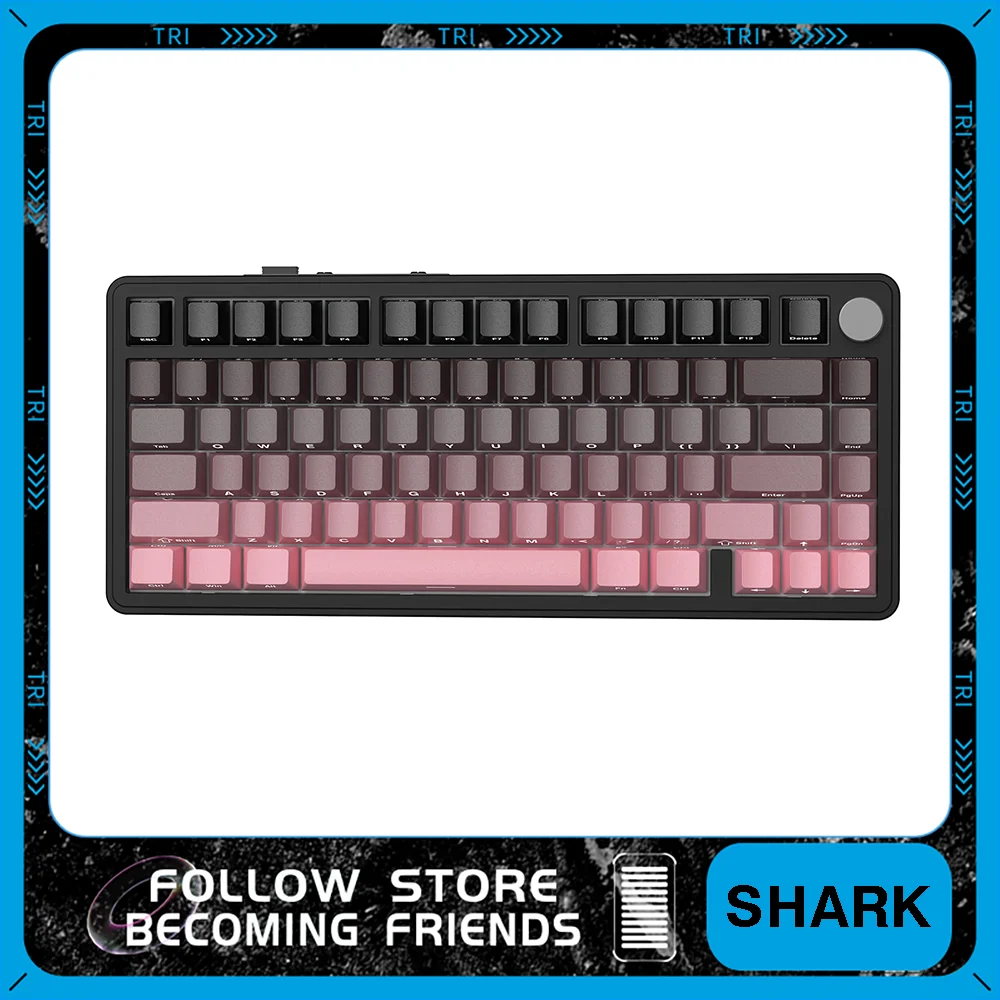 

Attack Shark X85 Mechanical Keyboard Three Mode Hot Plug Side Key Cap RGB Backlight Gasket Structure Aluminum Knob Game Keyboard