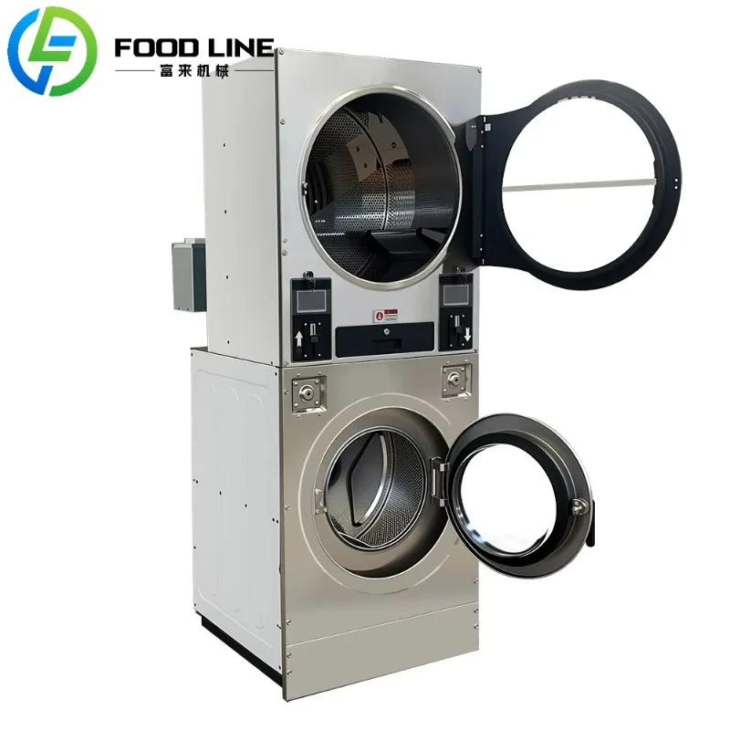 ماكينة غسيل ومجفف مكدسة تعمل بقطع النقود المعدنية بوزن 12 كجم لمدرسة الفندق #3