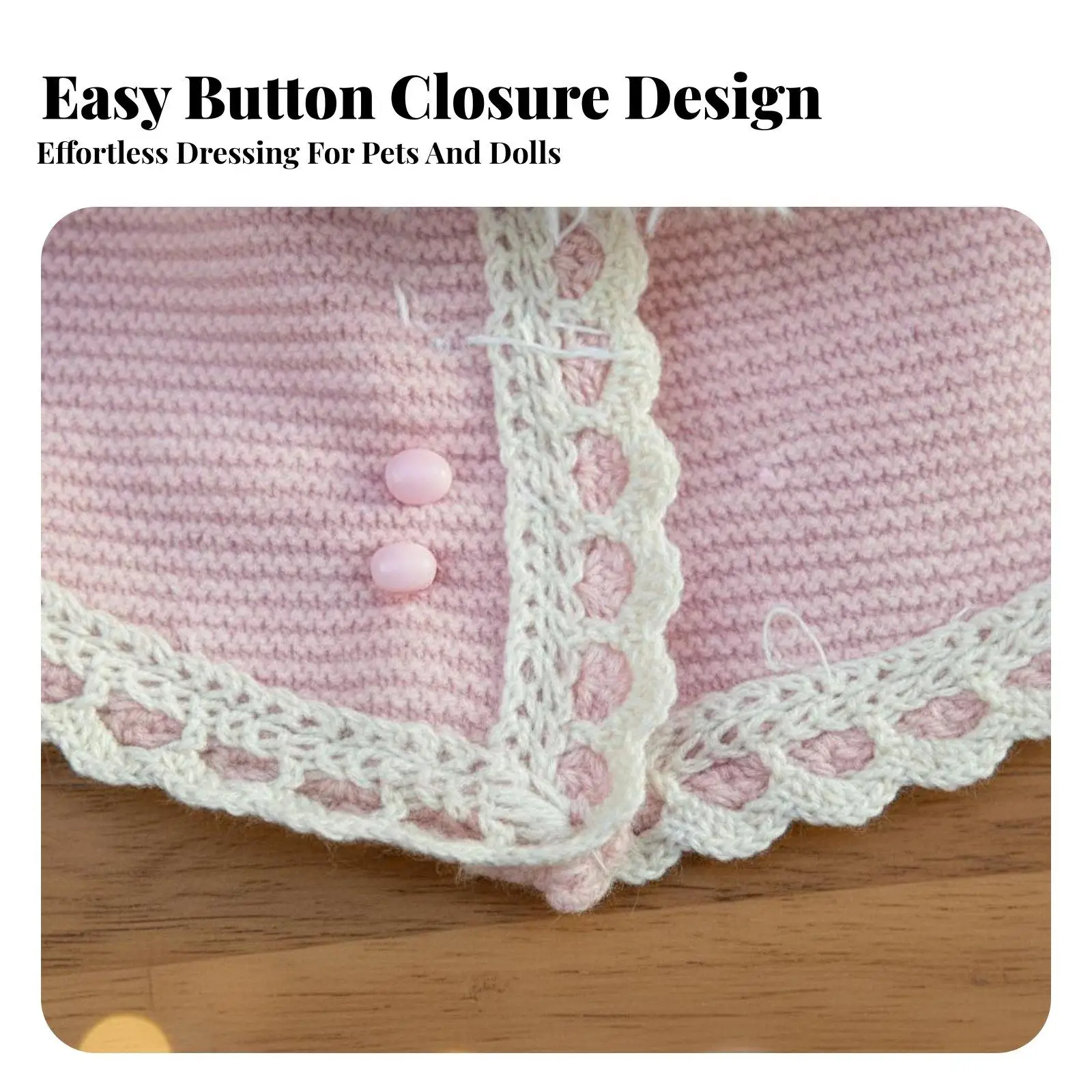 Plush Doll Outfit Winter Cape Knitted Doll Apparel Lace Button Closure for 10cm Ball Jointed Dolls Costume