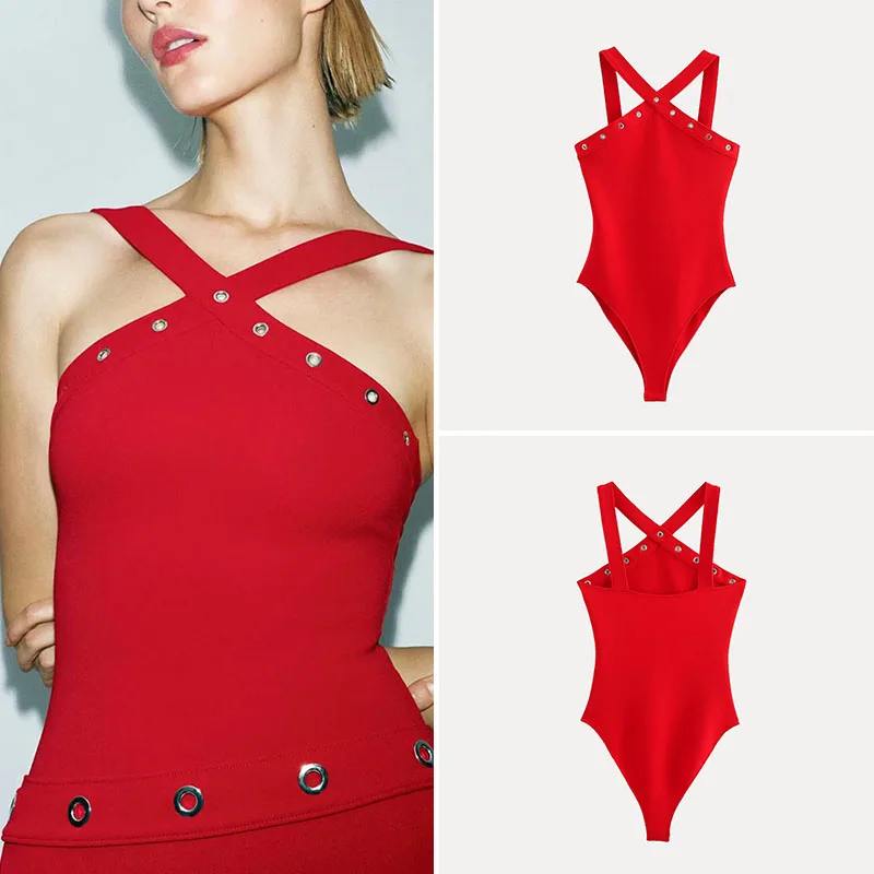 

Весна 2023. Женские цельные брюки с металлическими украшениями и обхватывающими плечами, нейлоновые висячие брюки Dr с высокой талией.