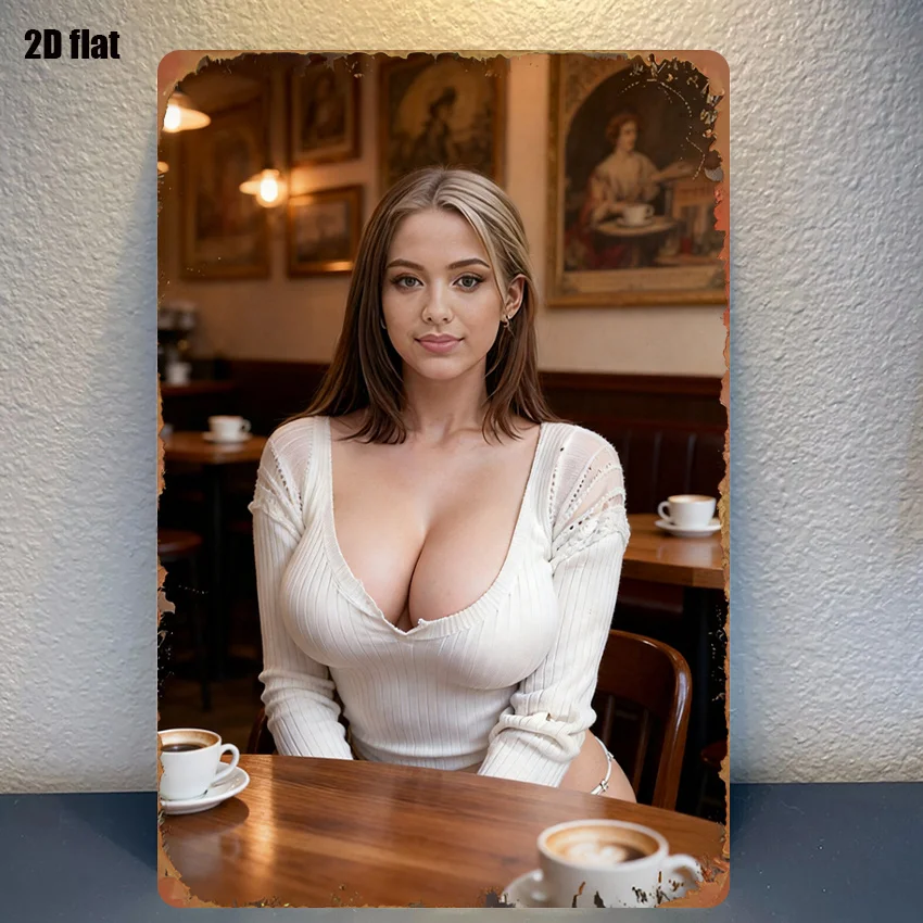 1 Stück Vintage Café Blechschild 8x12 Zoll Retro Bar Wandkunst Klassisches Charakter-Poster Metallplakette für Schlafzimmer Heimkino Dekoration