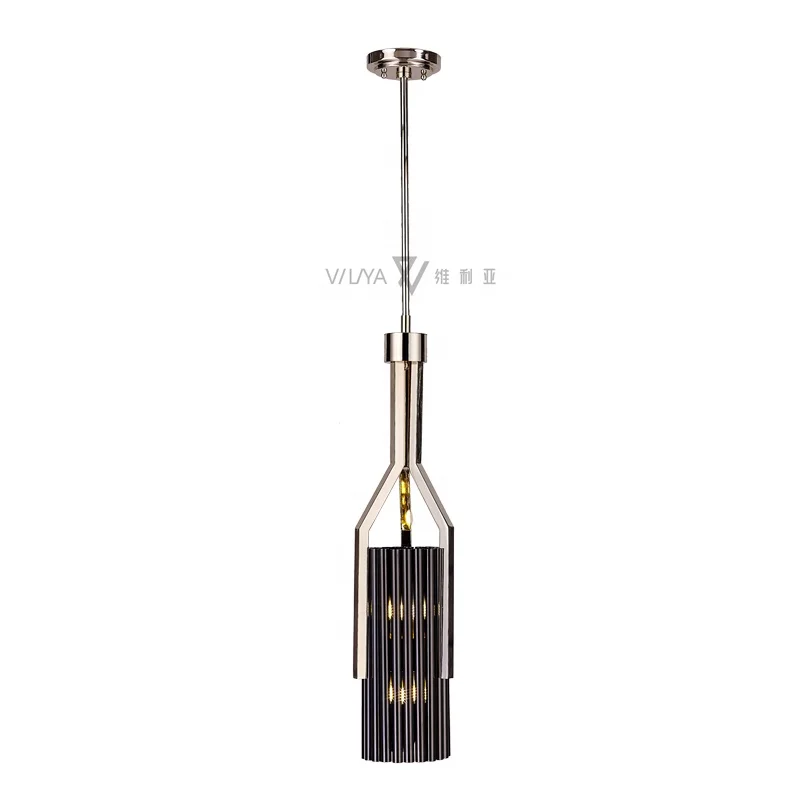 Modern contemporary minimalist design popular electroplated black brass round tube chandelier