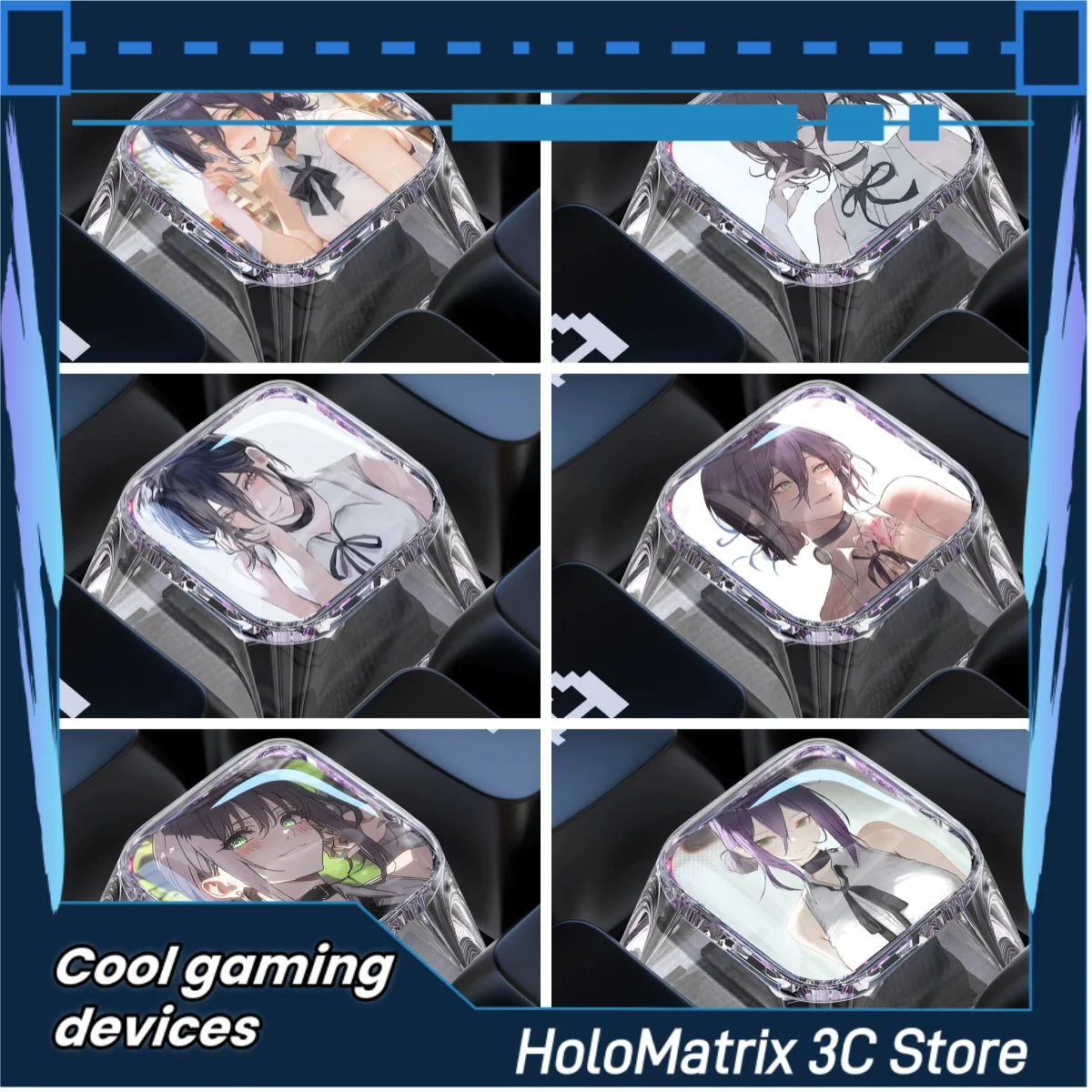 جديد بالمنشار Reze شخصية كيكابس واحدة الكرتون لطيف عبر محور أنيمي مخصص لوحة المفاتيح الميكانيكية Keycap 1u بالتنقيط الغراء كيكابس