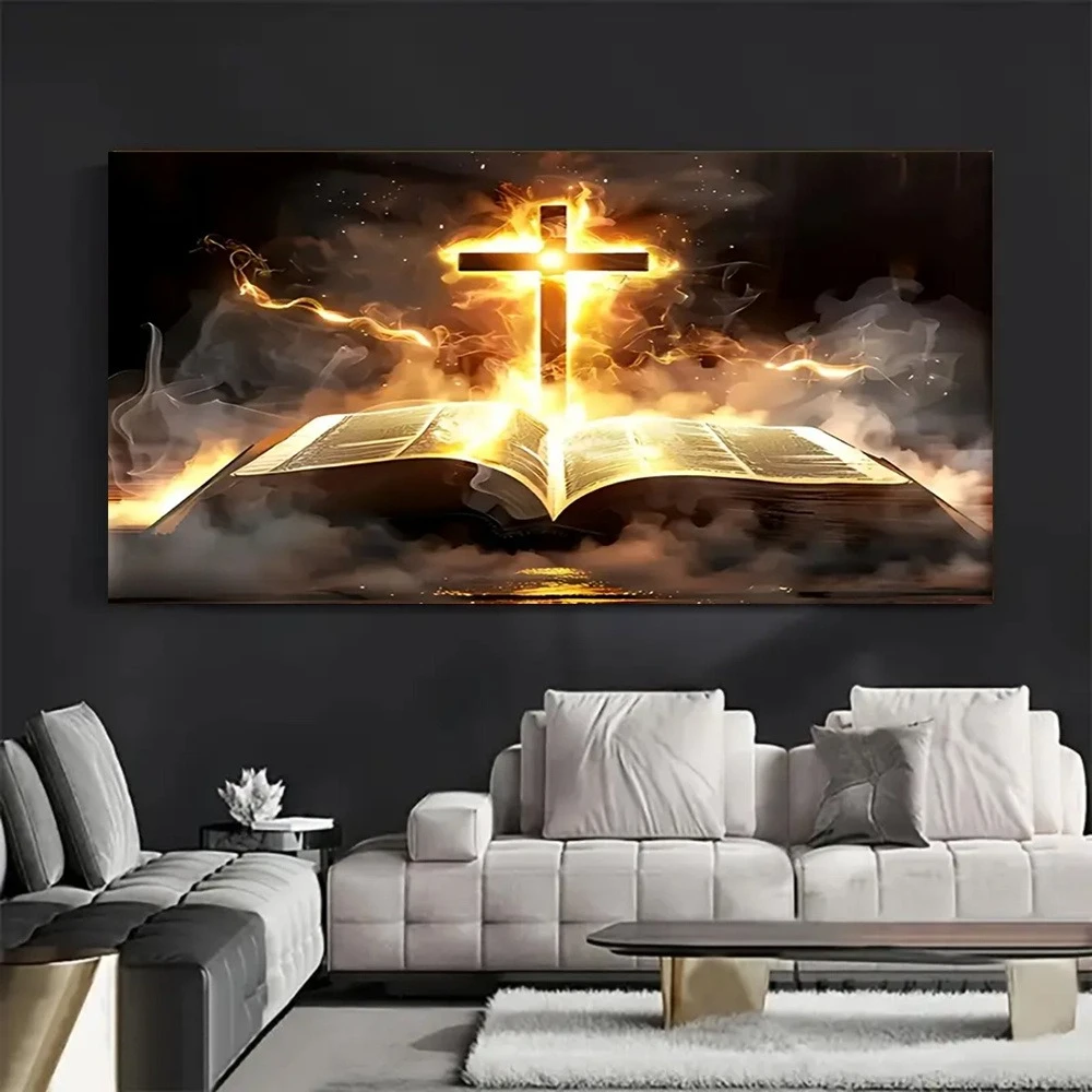 Christian Religion Bible Cross Posters and Prints Canvas Painting Wall Art Picture for Living Room Home Decor view 3