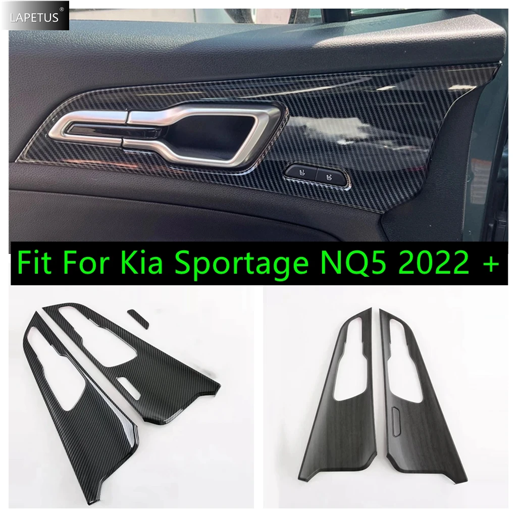 

For Kia Sportage NQ5 2022 - 2024 Front Door Pull Handle Bowl Decor Panel Cover Trim Peach Wood / Carbon Fiber Look Accessories