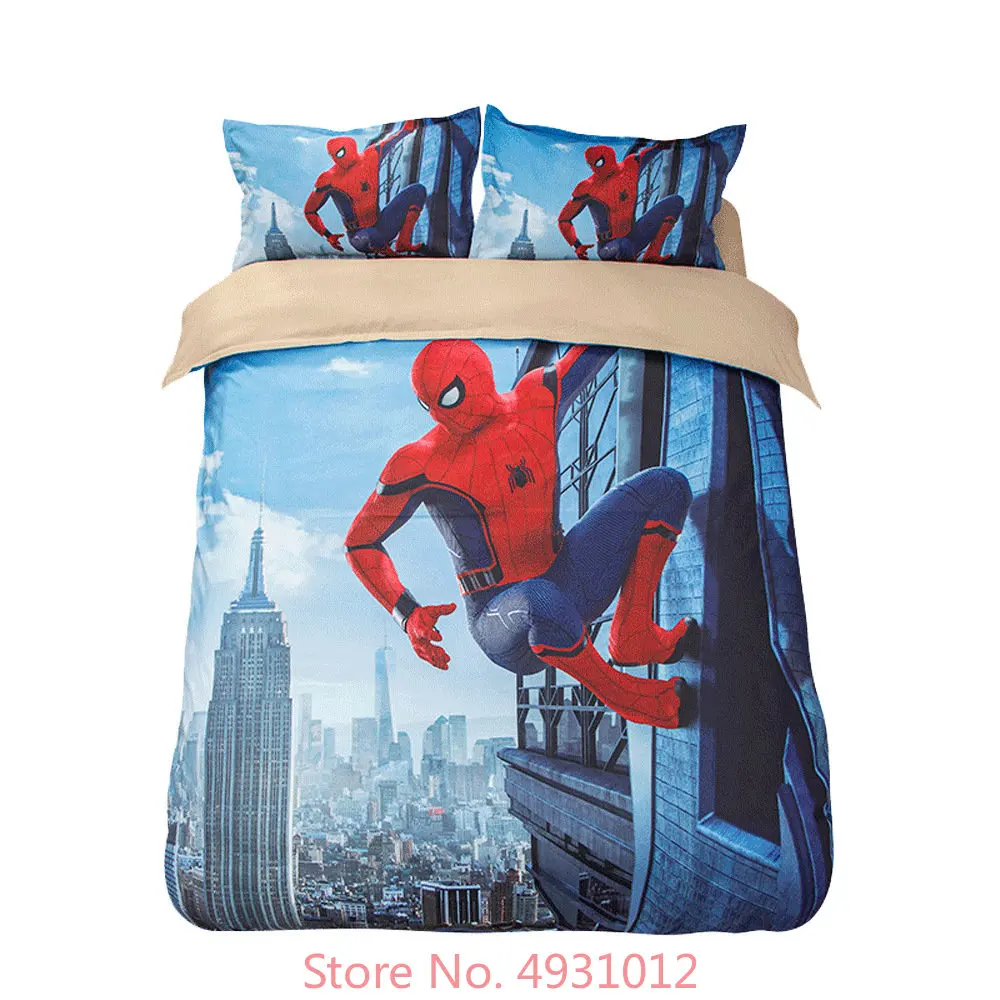 Superhero Fight Spiderman Duvet Cover Set Thicken 3D Character Pillowcases Twin Full Queen King Boys Adult  Bedroom Bedding