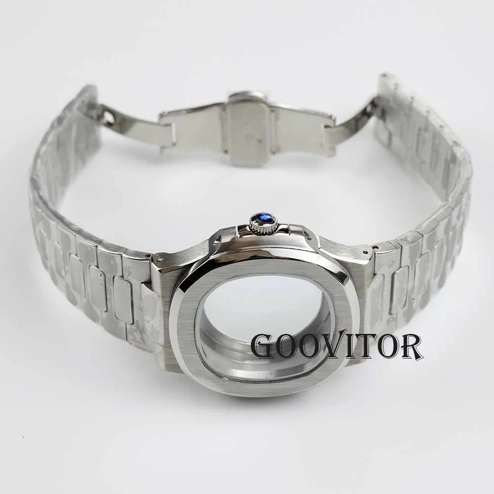 40mm square watch case and strap stainless steel waterproof for nautilus mod NH35 NH36 NH38 movement 29.8mm dial nh35 hands