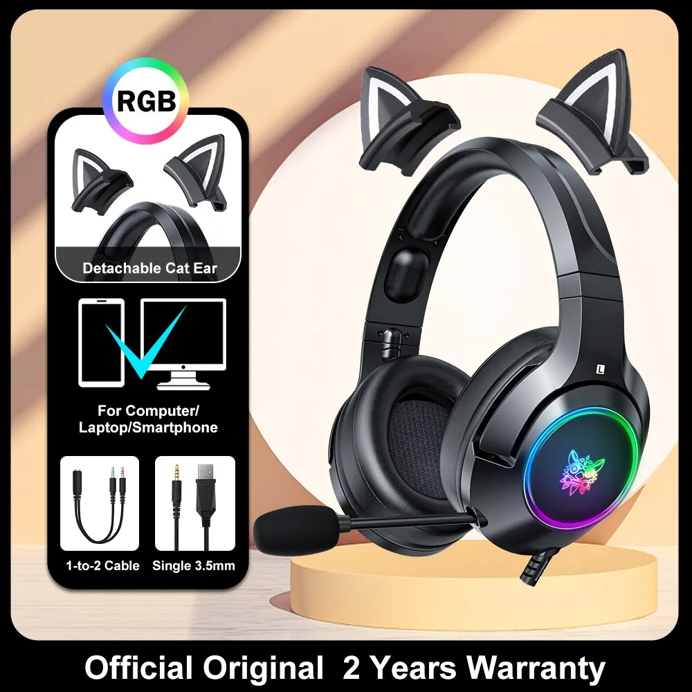 

ONIKUMA K9 Wired Headphones with RGB Light Flexible HD Mic 3.5mm Gaming Headset Computer Earphones for PC Gamer PS4 XBox