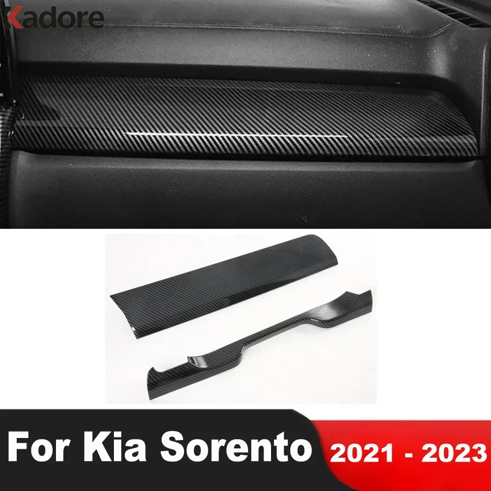 

For Kia Sorento 2021 2022 2023 Carbon Fiber Car Center Console Dashboard Panel Cover Trim Interior Mouldings Accessories