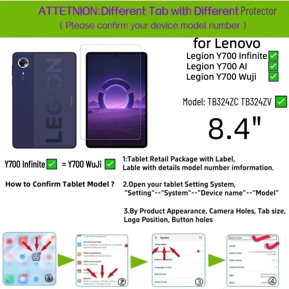 2 Pack Glass Films for Lenovo Legion Y700 Infinite Ai 8.4