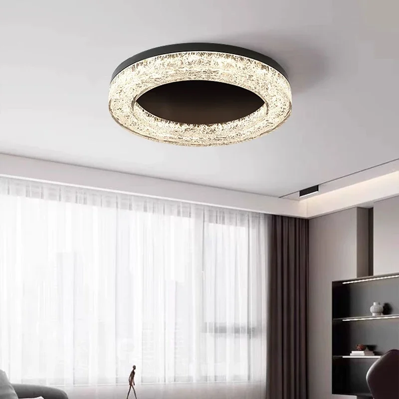 TechHPModern Round Ceiling Lamp For Bedroom Living Room LED Indoor Lighting Fixture With Decor Edge